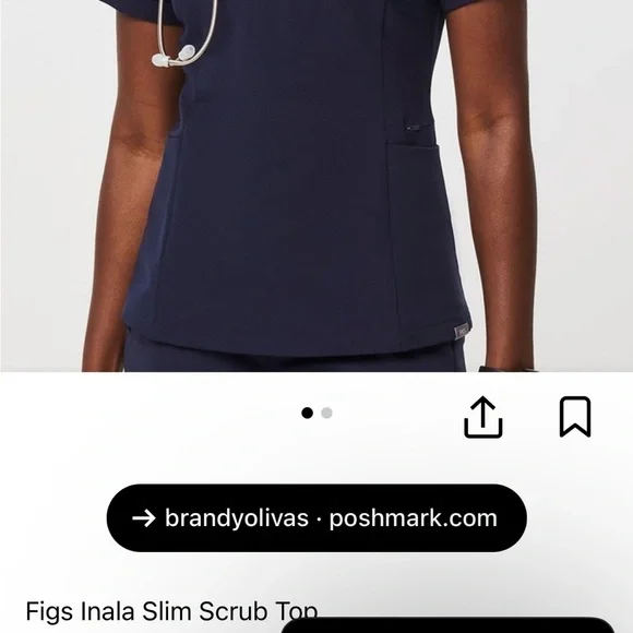 Xs maroon/burgundy FIGS inala slim scrub top - Picture 3 of 3